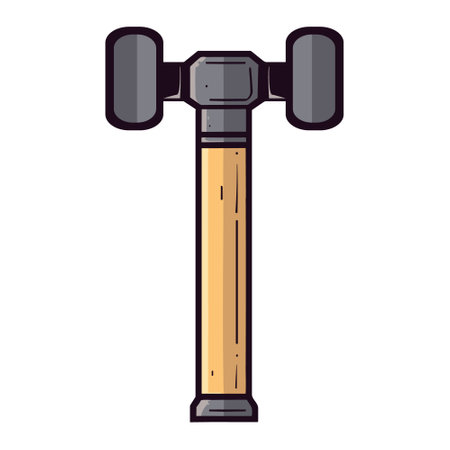 Carpenter hammer in flat style. Typical simplistic hammer tool. Carpenter hammer isolated icon with shadow. Hammer vector stock image. Vector illustrationのイラスト素材