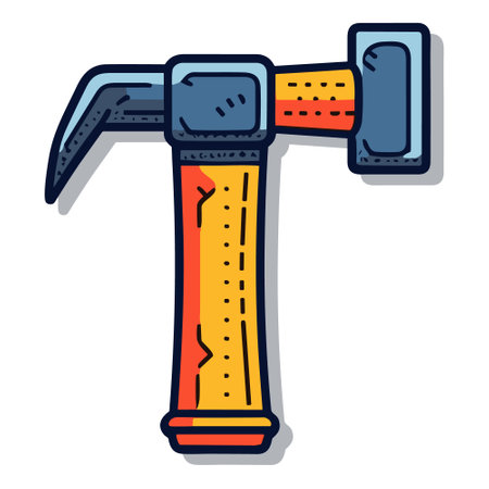 Carpenter hammer in flat style. Typical simplistic hammer tool. Carpenter hammer isolated icon with shadow. Hammer vector stock image. Vector illustrationのイラスト素材