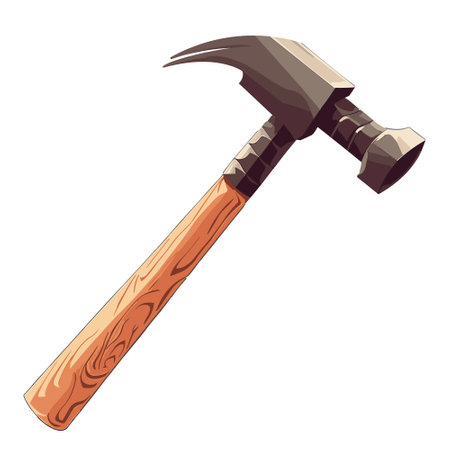 Carpenter hammer in flat style. Typical simplistic hammer tool. Carpenter hammer isolated icon with shadow. Hammer vector stock image. Vector illustrationのイラスト素材