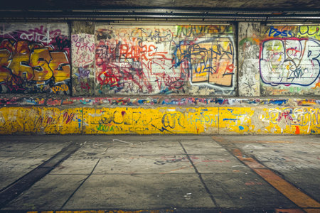 abstract graffiti in a tunnel, grunge background, urban artの素材