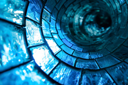 abstract blue background with a pattern of glass in the form of a spiralの素材