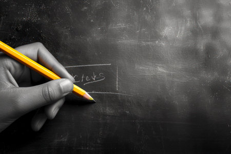 Blackboard or chalkboard. Hand writing with copyspace for text.の素材