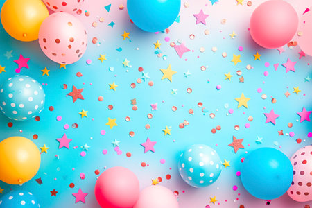 Birthday party background. Flat lay.の素材