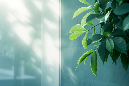 Green leaf close-up, close-up shot of beautiful curves.の素材