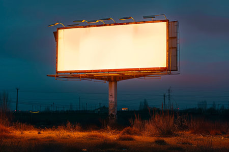 Illuminated blank billboard with copy space for your text message or content.の素材
