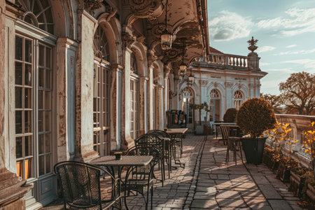 Terrace with rococo castle.の素材