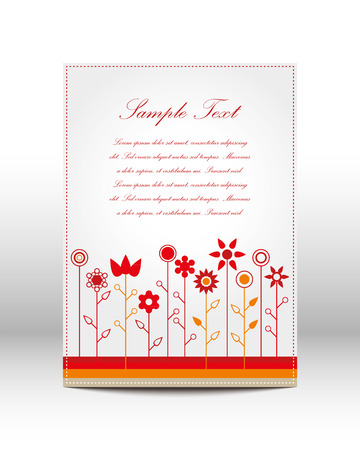 Vector template with flowers and place for custom text, and with a dashed borderのイラスト素材