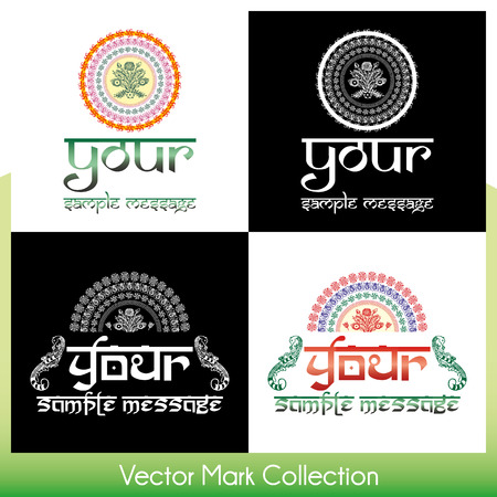 Eastern style round ornamental vector marks with place for Your custom textのイラスト素材