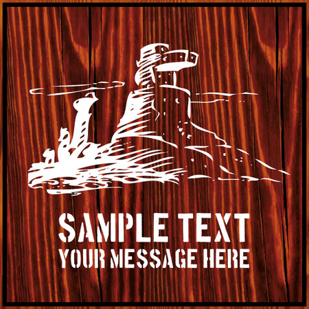 Eroded desert mountains isolated on dark wooden backgroundのイラスト素材