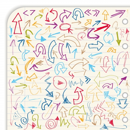 Collection of colorful hand-drawn arrows isolated on light backgroundのイラスト素材