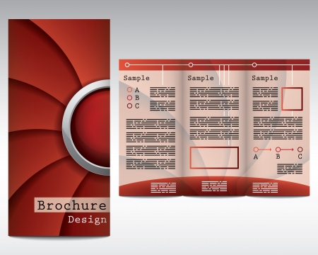 Three fold brochure design with lens motif in redのイラスト素材