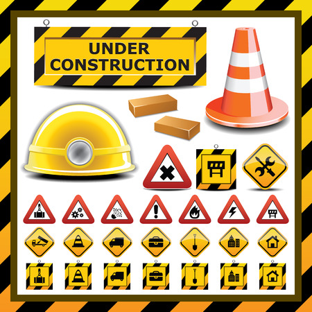 Different vector objects and elements related to constructionのイラスト素材