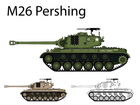 American WW2 AFV Pershingのイラスト素材
