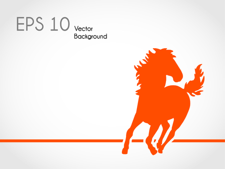 An illustration of a horse in orange color on a gray background.のイラスト素材
