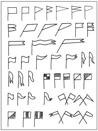 Hand drawn flags isolated on white backgroundのイラスト素材