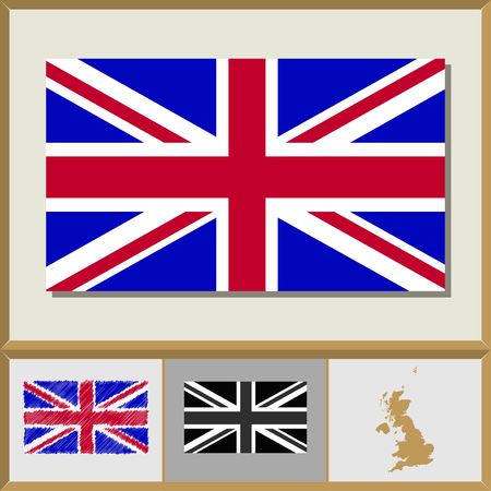 National flag and country silhouette of Great Britainのイラスト素材