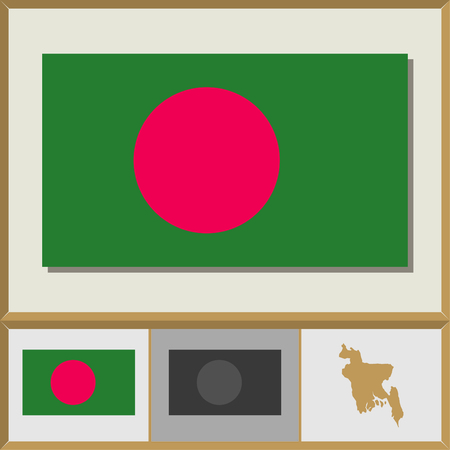 National flag and country silhouette of Bangladeshのイラスト素材