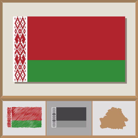 National flag and country silhouette of Belarusのイラスト素材