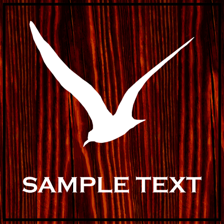 Seagull silhouette painted on wooden board with white paintのイラスト素材