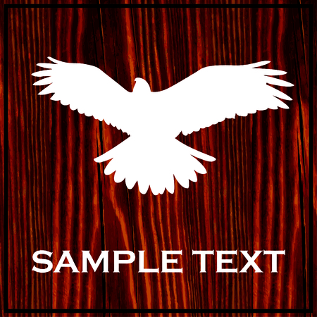 Hawk silhouette painted on wooden board with white paintのイラスト素材