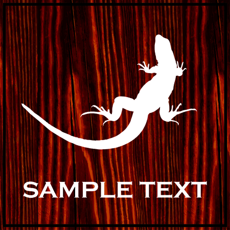 Reptile silhouette painted on wooden board with white paintのイラスト素材