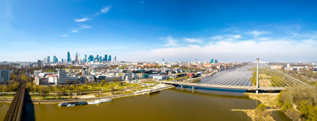 Panorama of Warsaw, view from the vicinity of the Poniatowski Bridgeの写真素材