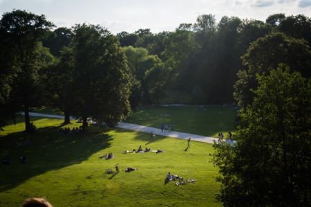 Beautiful Summer Day in Munich English Gardenの写真素材