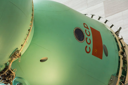 CCCP Soyuz Spacecraft Hanging  Flag Space Travel Russian November 2016のeditorial素材