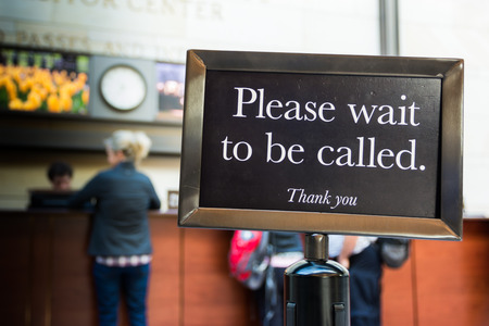 Please Wait to be Called Sign Caution Line Thank Youの写真素材