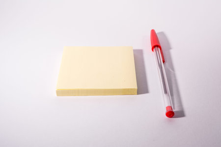 Red Pen Ink Writing Sticky Note Notepad Reminder Scribble White Background