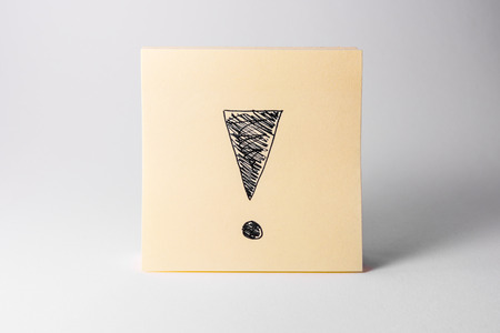 Sticky Notes Notepad Yellow Square White Background Office Supply Exclamation Symbolの写真素材