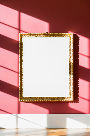 Art Museum Frame Wall Ornate Minimal Design White Isolated Clipping Path Templateの写真素材