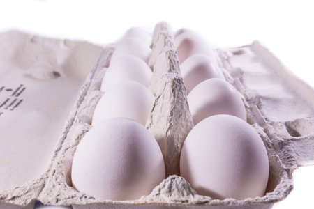Eggs Package Tray Material Cardboard Fresh Ingredient Cooking Shells White Unbroken Isolated...