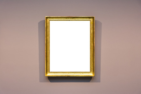 Art Museum Frame Dark Grey Wall Ornate Minimal Design White Isolated Clipping Path Templateの写真素材