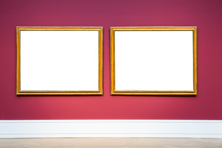 Art Museum Frame Wall Ornate Minimal Design White Isolated Clipping Path Template