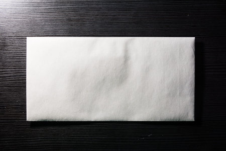 Blank Letter Envelope Template White Paper Texture Background Deskの写真素材