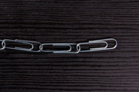 Paper Clip Chain Office Supplies Desk Texture Wood Black Team Strengthの写真素材