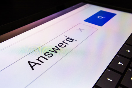 Magnifying Glass Search Box Empty Blank Internet Screen Answersの写真素材