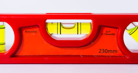 Bubble Spirit Level Construction Hand Tool Bright Red White Backgorund