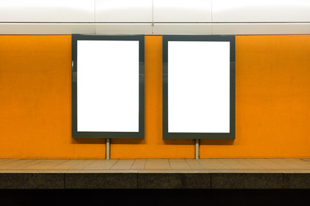 Subway Underground Interior Blank Isolated Clipping Path Advertisement Spaceの写真素材