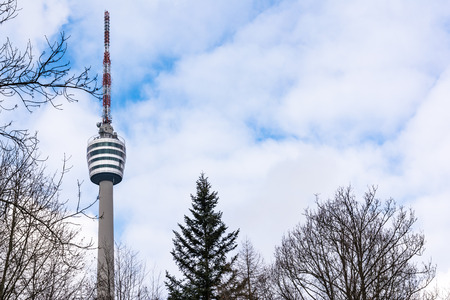 Stuttgart TV Tower Fernsehturm Monochrome View Germany Building Architecture Landscapeのeditorial素材