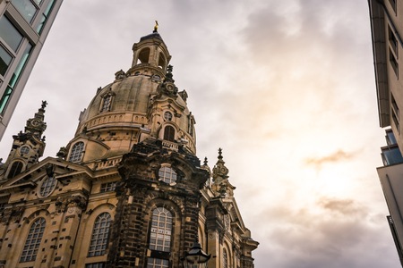 Dresden Frauenkirche Exterior City Landscape Square Marktplatz Center Architecture Beautiful Religious Monumentの写真素材