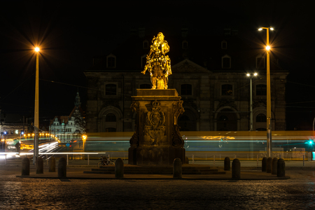 Dresden Golden Rider Outdoors Monument in Winter Overcast Weatherの写真素材