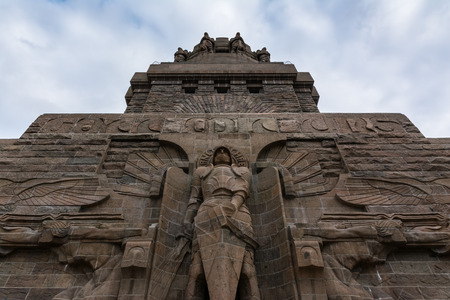 Leipzig Voelkerschlachtdenkmal Monument Battle Military Tower Destination Sights City Germany European Architecture Entrance Front See der Traenenの写真素材