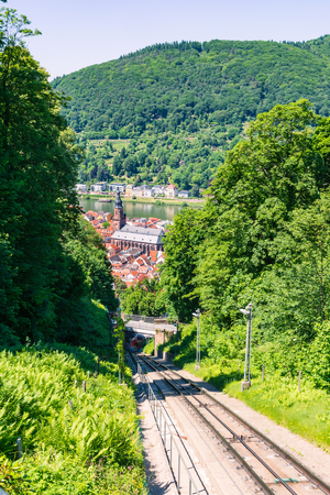 Heidelberg Hills Green Landscape Heiliggeistkirche German Destination Travel Summer Blue Sky Dayの写真素材