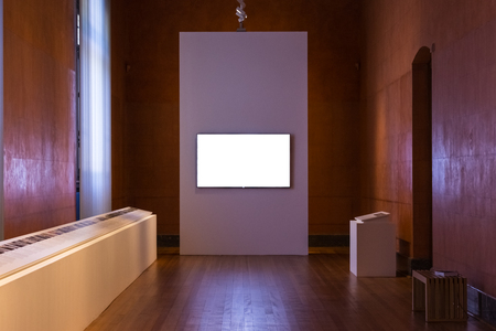 Blank Art Museum Isolated Painting Frame Decoration Indoors Wall White Templateのeditorial素材