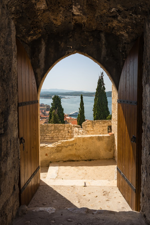 Sibenik Croatia European Vacation Destination City Landscape Ocean Summer Sightseeingの写真素材