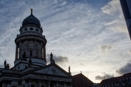 Berlin Charlottenburg Sunrise Dark Silhouette Cloudy Skies Germany Architectureのeditorial素材