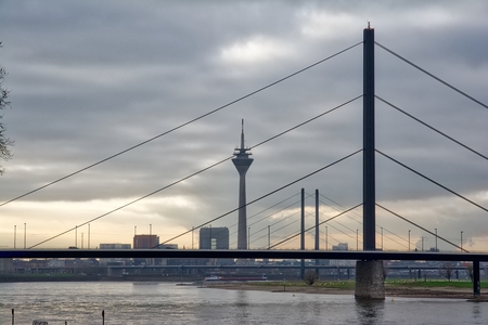 Dsseldorf Fernsehturm Landscape Germany City Bridge Europe Travelの写真素材