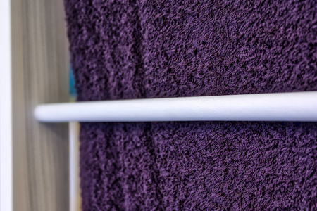 Multicolored Handtowel Closeup Texture Household Object Woven Fabric Folded Prupleの写真素材